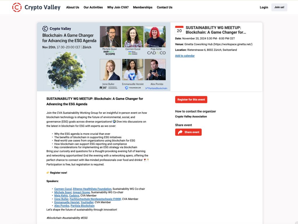 Blockchain: A Game Changer for Advancing the ESG Agenda - Event screenshot