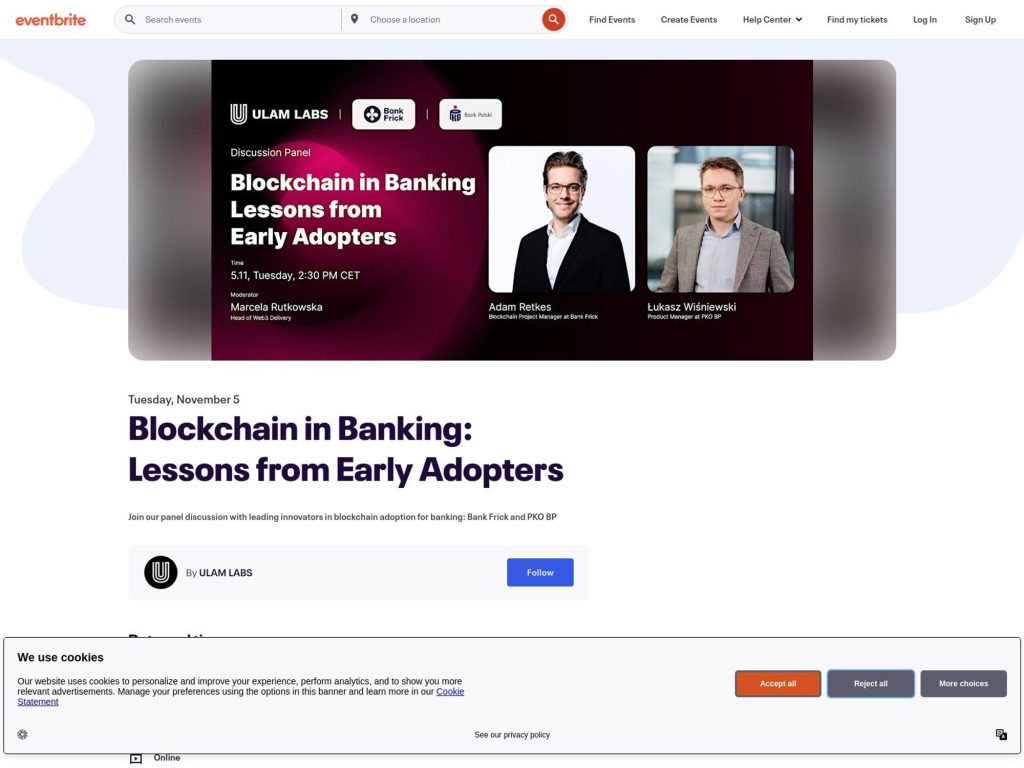 Blockchain in Banking: Lessons from Early Adopters - Event screenshot