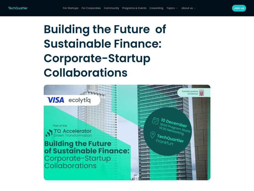 Building the Future of Sustainable Finance: Corporate-Startup Collaborations image