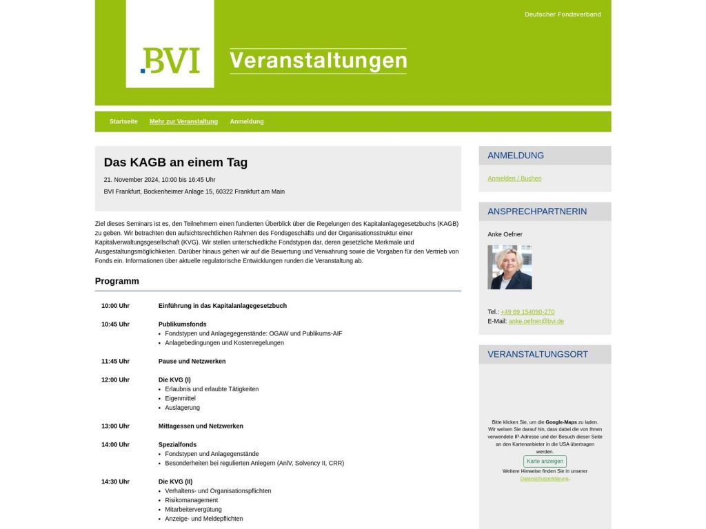 BVI: Das KAGB an einem Tag - Event screenshot