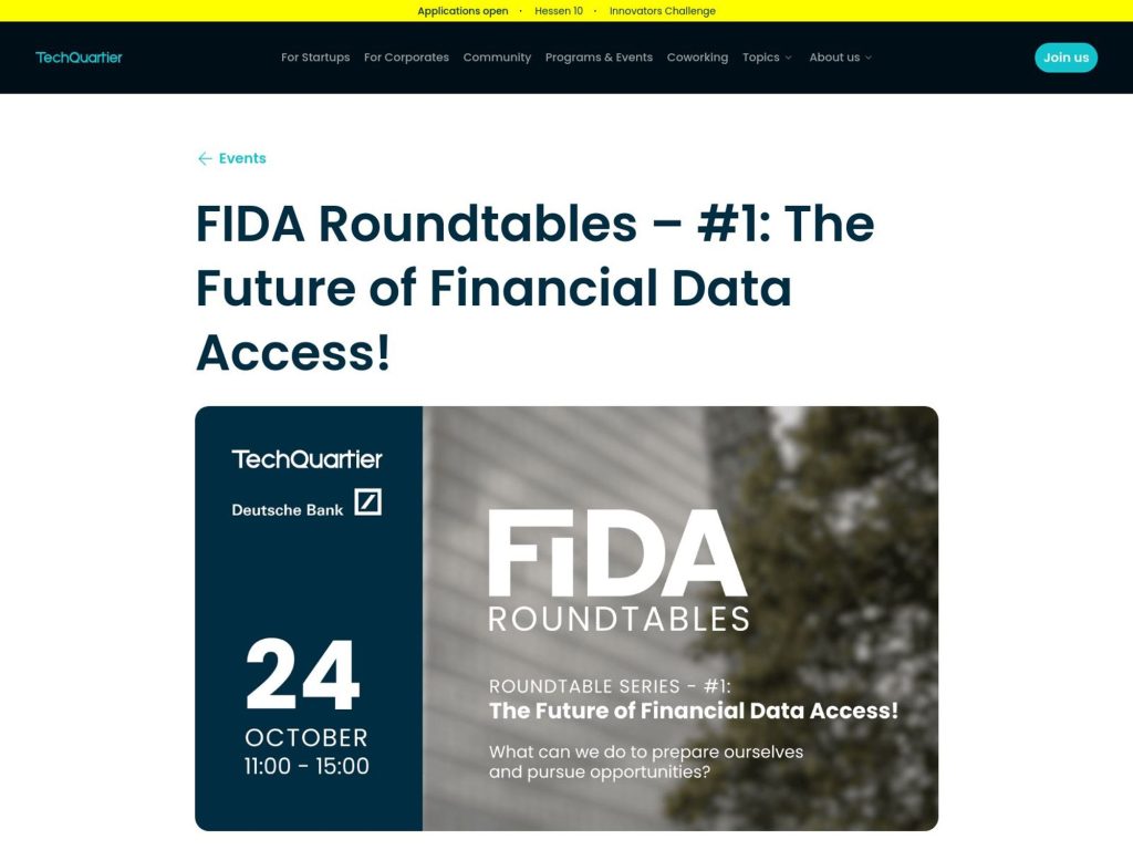 FIDA Roundtables – #1: The Future of Financial Data Access! - Event screenshot