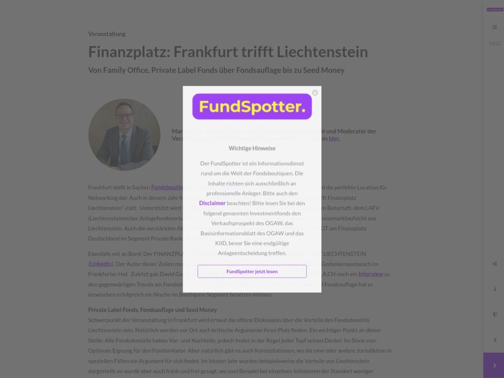 Finanzplatz: Frankfurt trifft Liechtenstein - Event screenshot