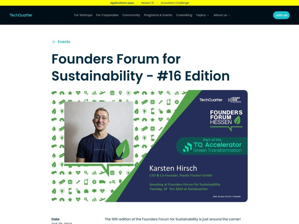 Founders Forum for Sustainability - #16 Edition image