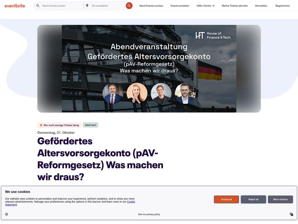 Gefördertes Altersvorsorgekonto(pAV-Reformgesetz)Was machen wir draus? - Event screenshot