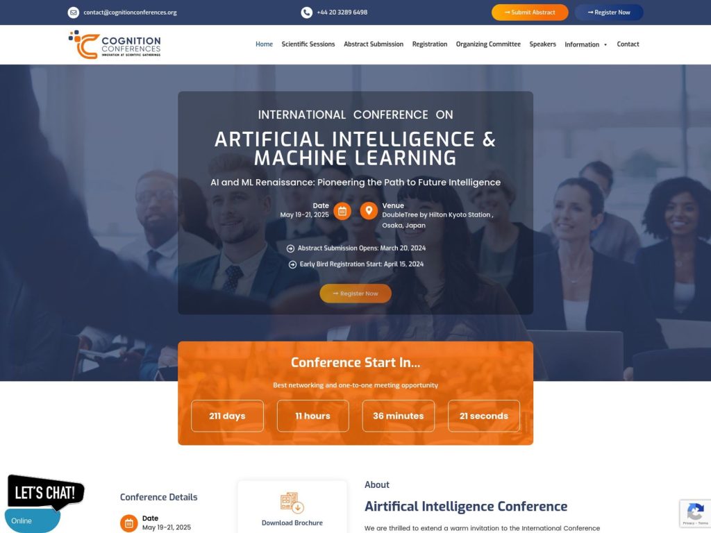 International Conference on Artificial Intelligence & Machine learning - Event screenshot