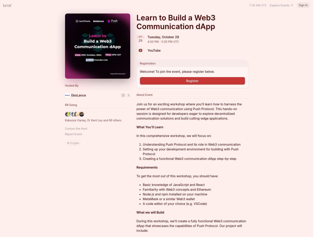 Learn to Build a Web3 Communication dApp - Event screenshot