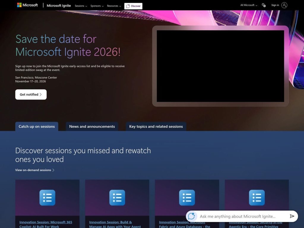Microsoft Ignite screenshot