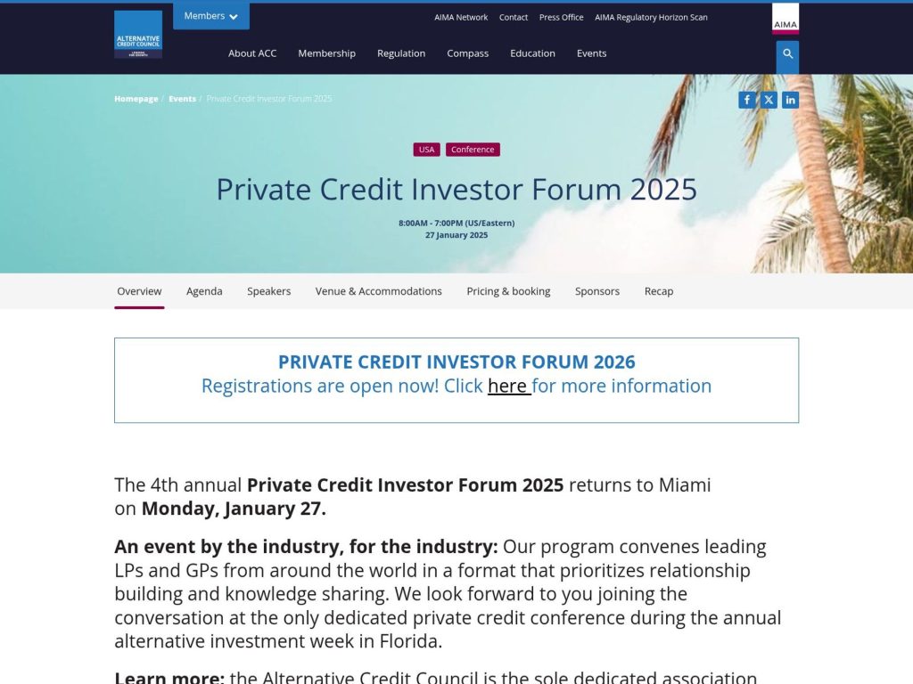 Private Credit Investor Forum 2025 - AIMA and ACC screenshot