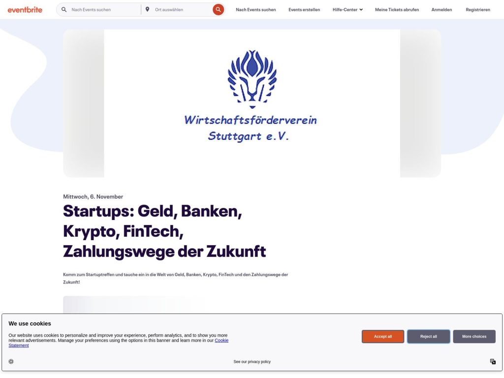 Startups: Geld, Banken, Krypto, FinTech, Zahlungswege der Zukunft - Event screenshot