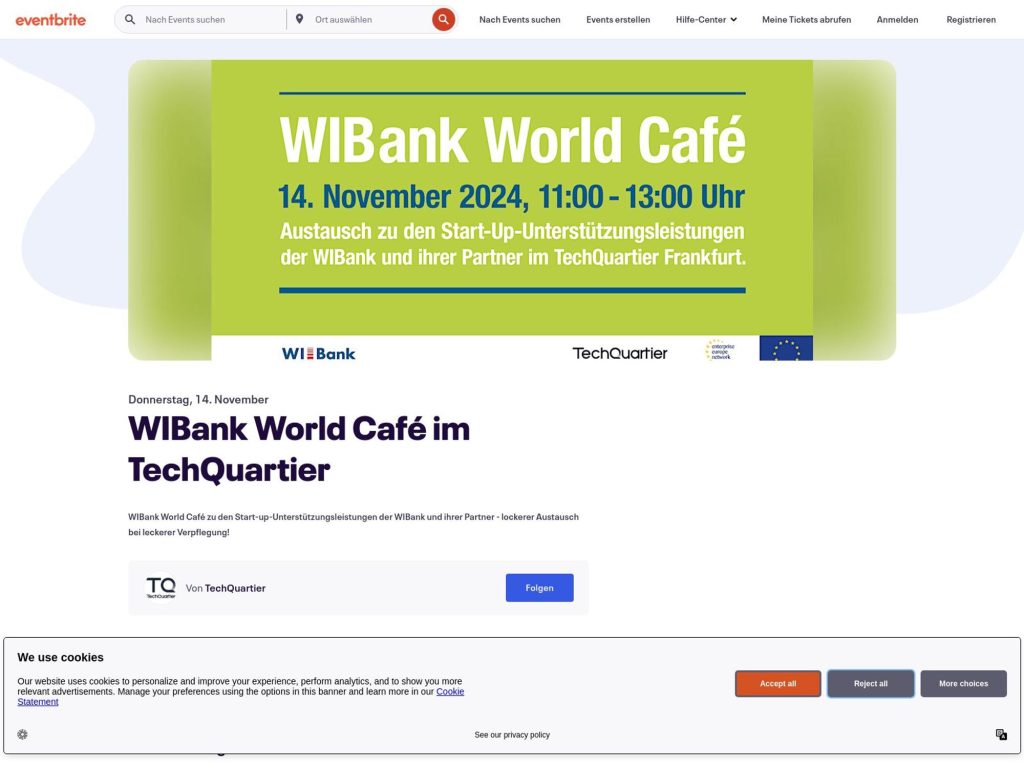 WIBank World Café im TechQuartier - Event screenshot
