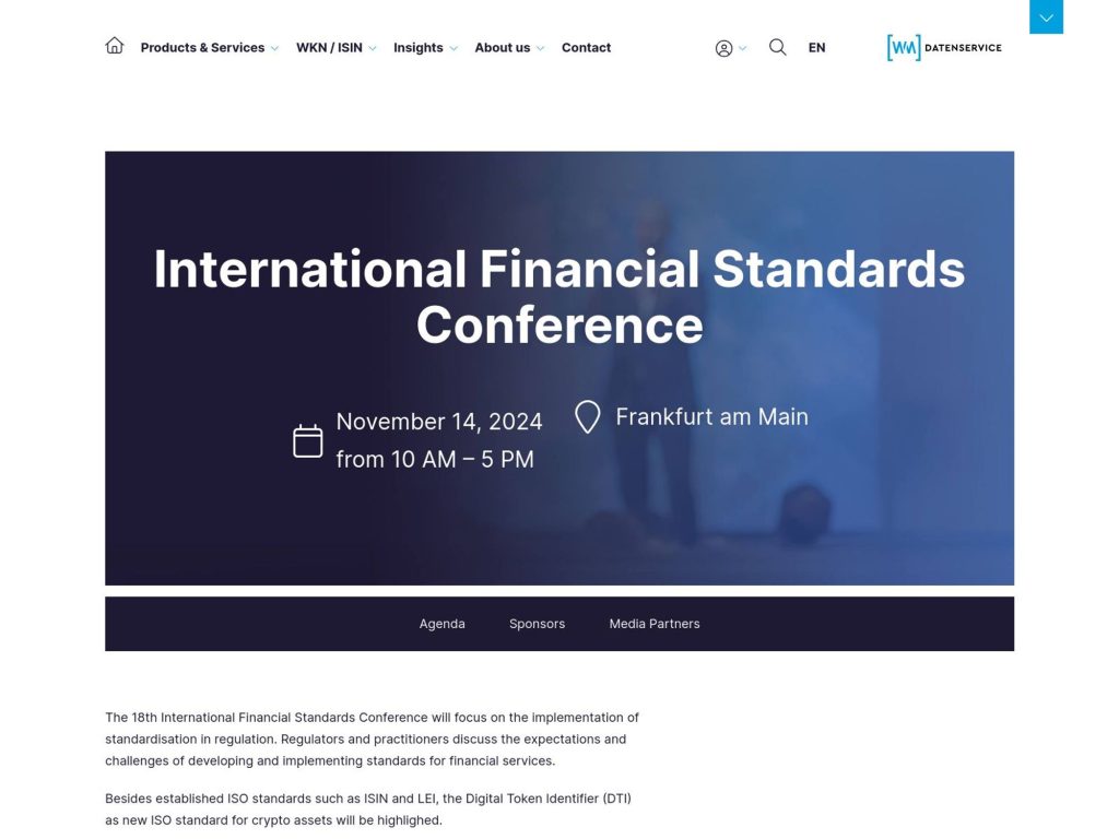 19th International Financial Standardisation Conference - Event screenshot