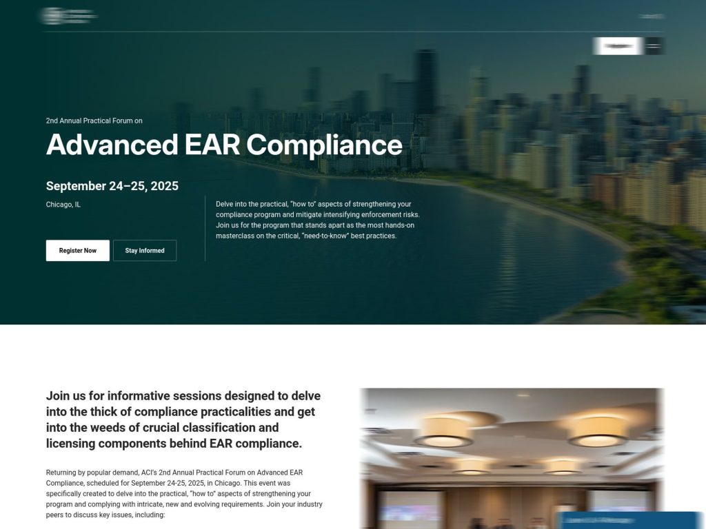 2nd Annual Practical Forum on Advanced EAR Compliance image