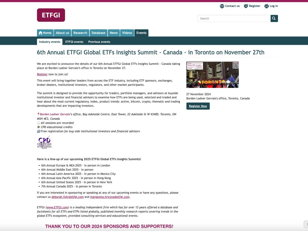 6th Annual ETFGI Global ETFs Insights Summit - Event screenshot