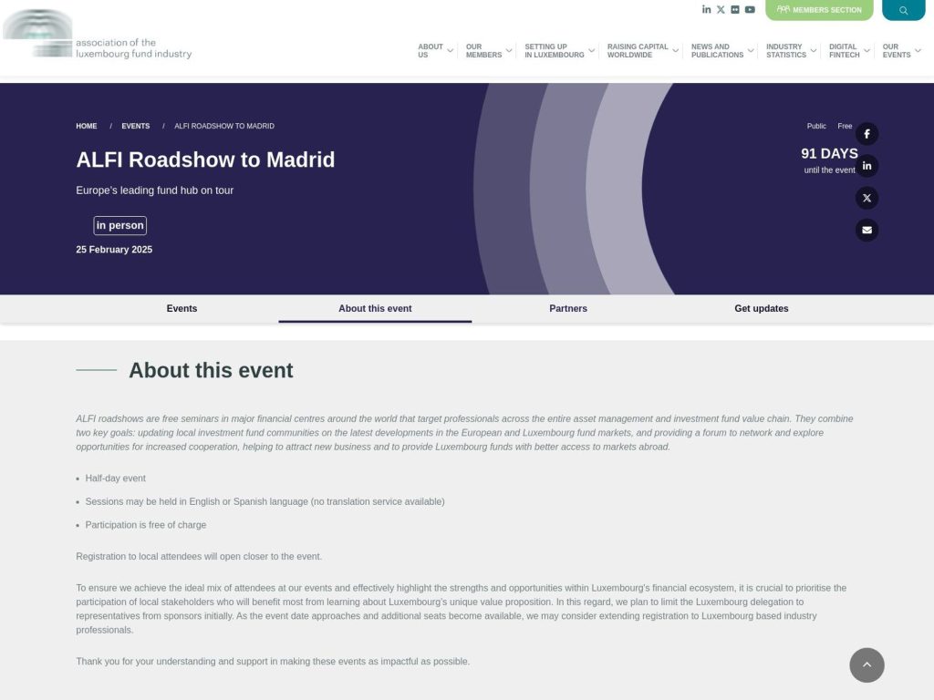 ALFI Roadshow to Madrid image