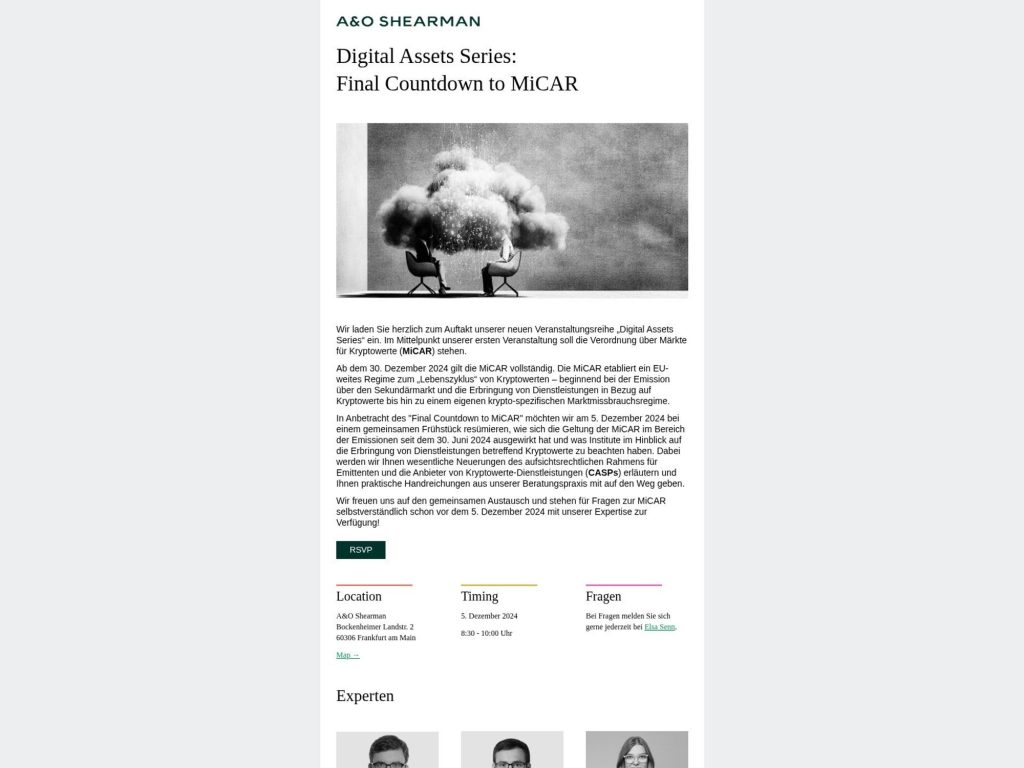 A&O Shearman: Final Countdown to MiCAR screenshot