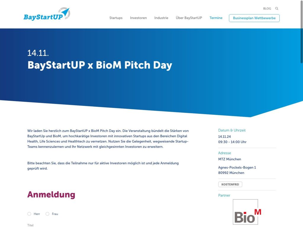 BayStartUP x BioM Pitch Day image