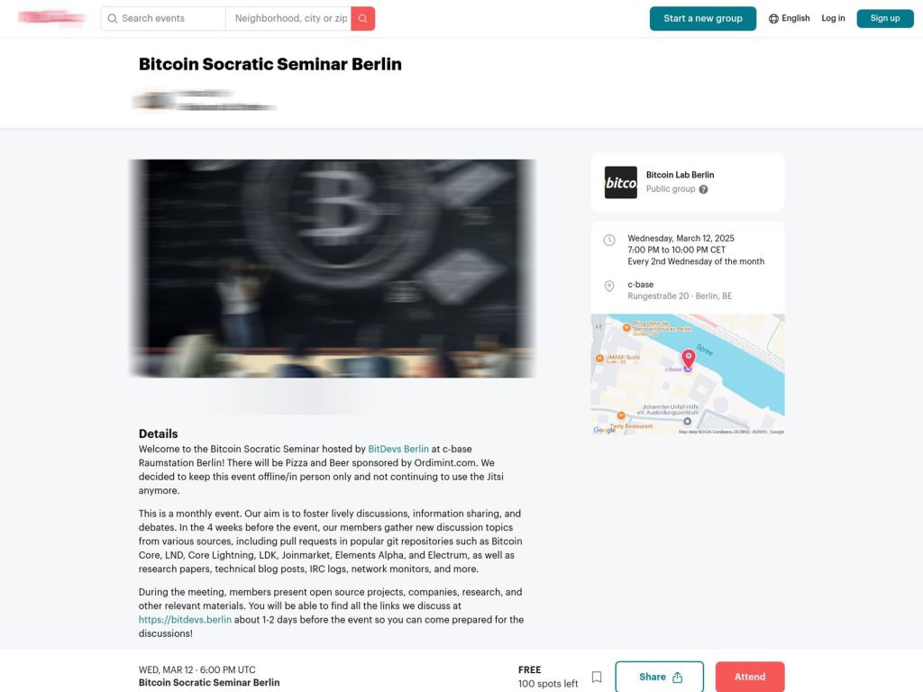 Bitcoin Socratic Seminar Berlin – March 2025 - Event screenshot