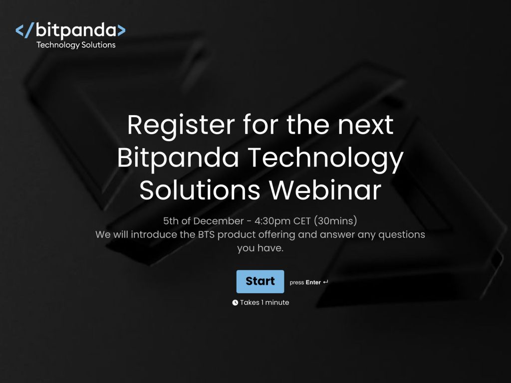 Bitpanda Technology Solutions Webinar - BTS - Event screenshot
