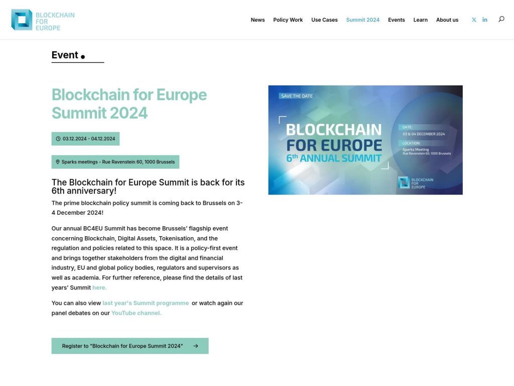 Blockchain for Europe Summit 2024 - Event screenshot