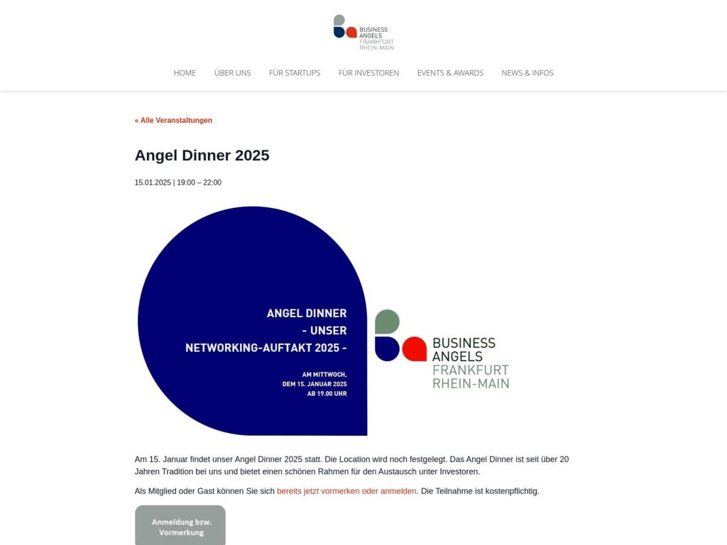 Business Angels FrankfurtRheinMain: Angel Dinner 2025 - Event screenshot