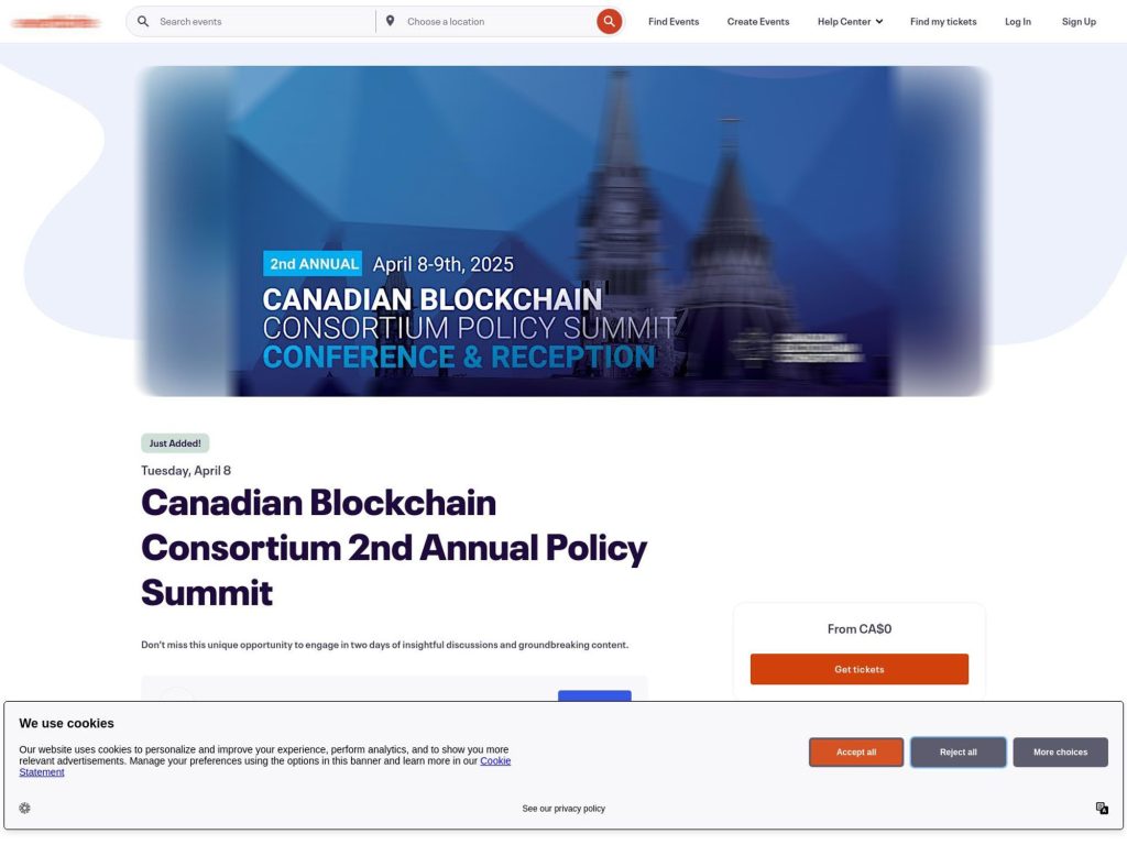 Canadian Blockchain Consortium 2nd Annual Policy Summit - Event screenshot