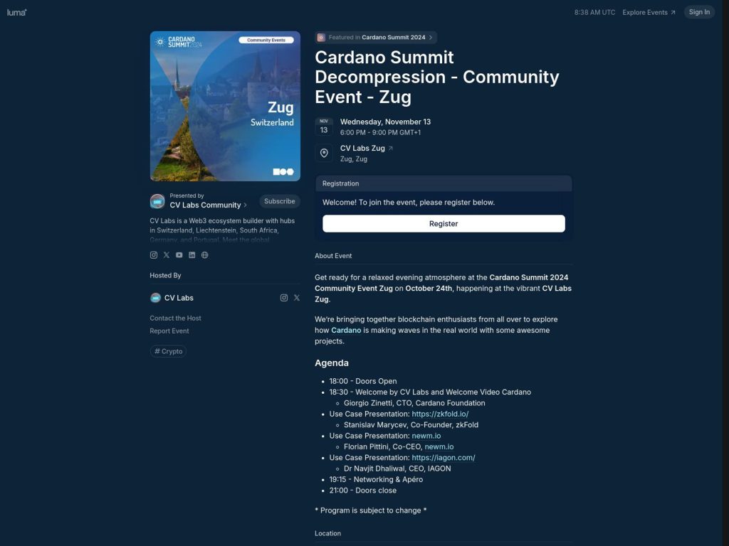 Cardano Summit Decompression - Community Event - Event screenshot