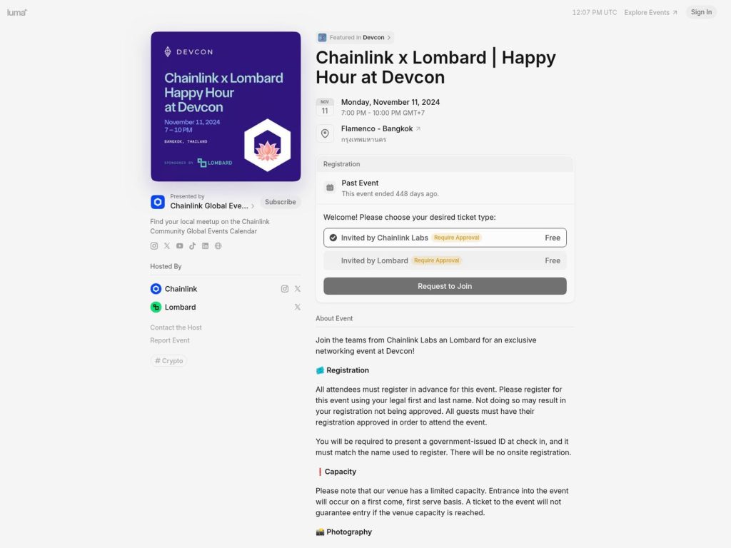 Chainlink x Lombard | Happy Hour at Devcon screenshot
