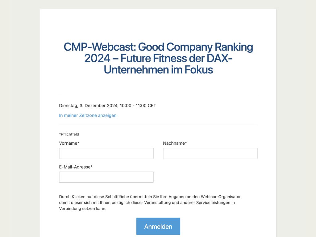 CMP-Webcast: Good Company Ranking 2024 – Future Fitness der DAX-Unternehmen im Fokus image