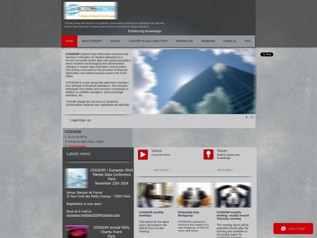 COSSIOM / European IPUG Market Data Conference - Event screenshot
