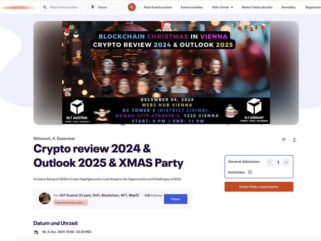 Crypto review 2024 and Outlook 2025 and XMAS Party - Event screenshot