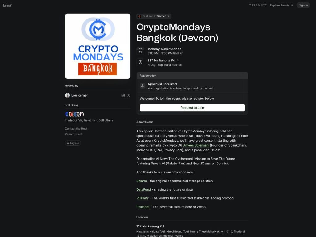 CryptoMondays Bangkok (Devcon) - Event screenshot