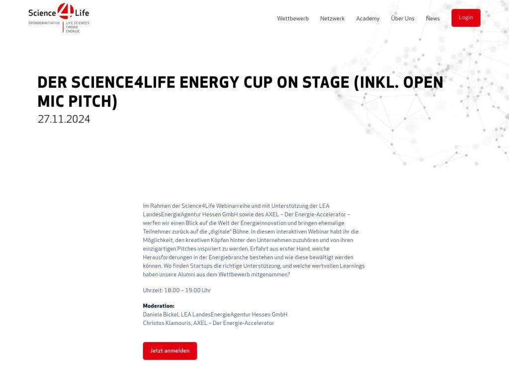 Der Science4Life Energy Cup on Stage (inkl. Open Mic Pitch) screenshot