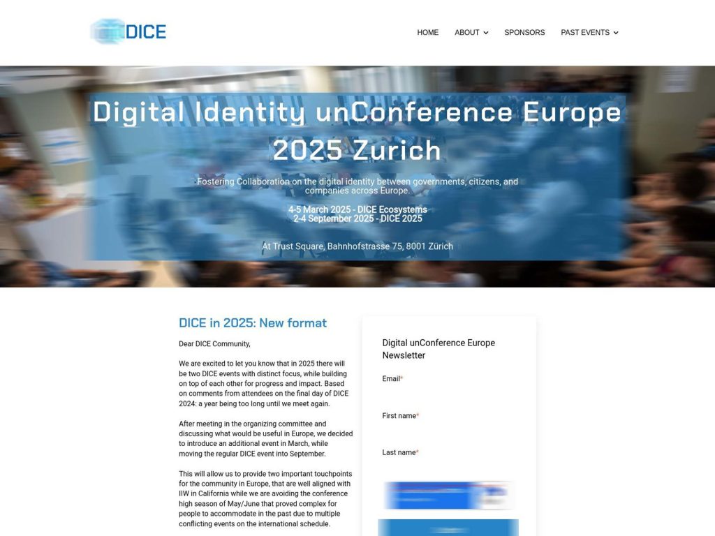 DICE Ecosystems 2025 - Digital Identity unConference Europe - Event screenshot