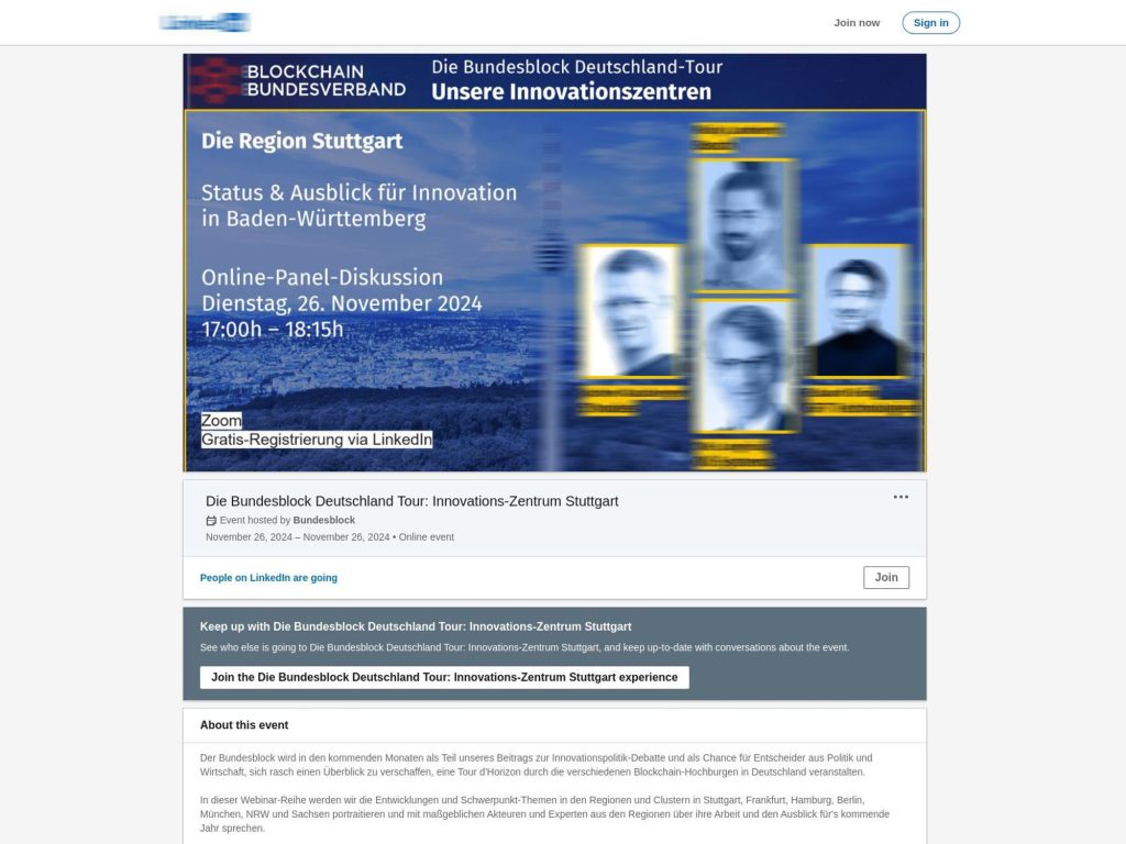 Die Bundesblock Deutschland Tour: Innovations-Zentrum Stuttgart - Event screenshot