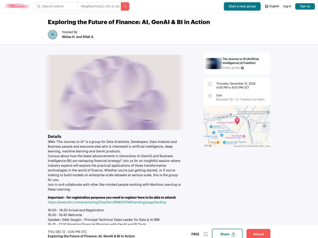 Exploring the Future of Finance: AI, GenAI & BI in Action - Event screenshot