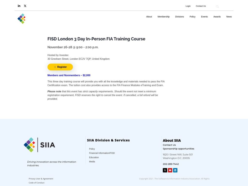 FISD London 3 Day In-Person FIA Training Course image