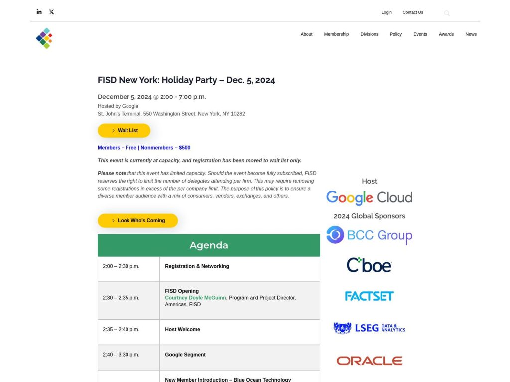 FISD New York: Holiday Party - Event screenshot