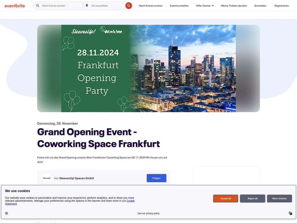 Grand Opening Event - Coworking Space Frankfurt - Event screenshot