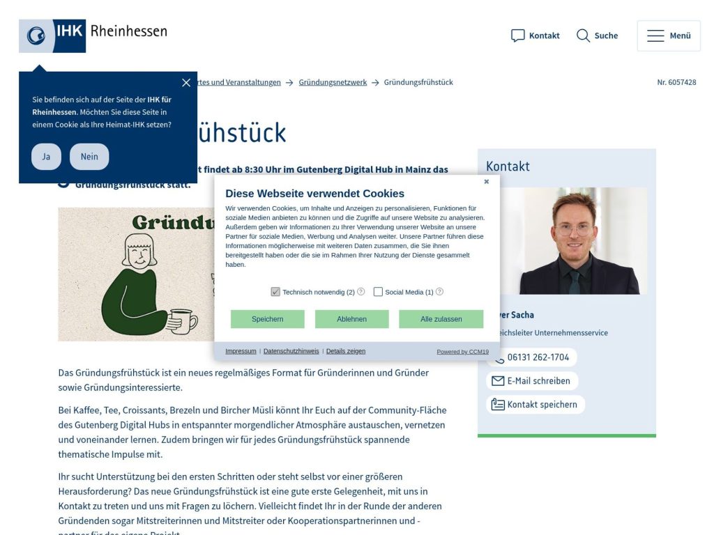Gründungsfrühstück Mainz screenshot