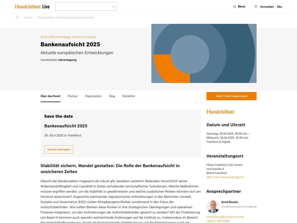 Handelsblatt Jahrestagung: Bankenaufsicht 2025 - Event screenshot