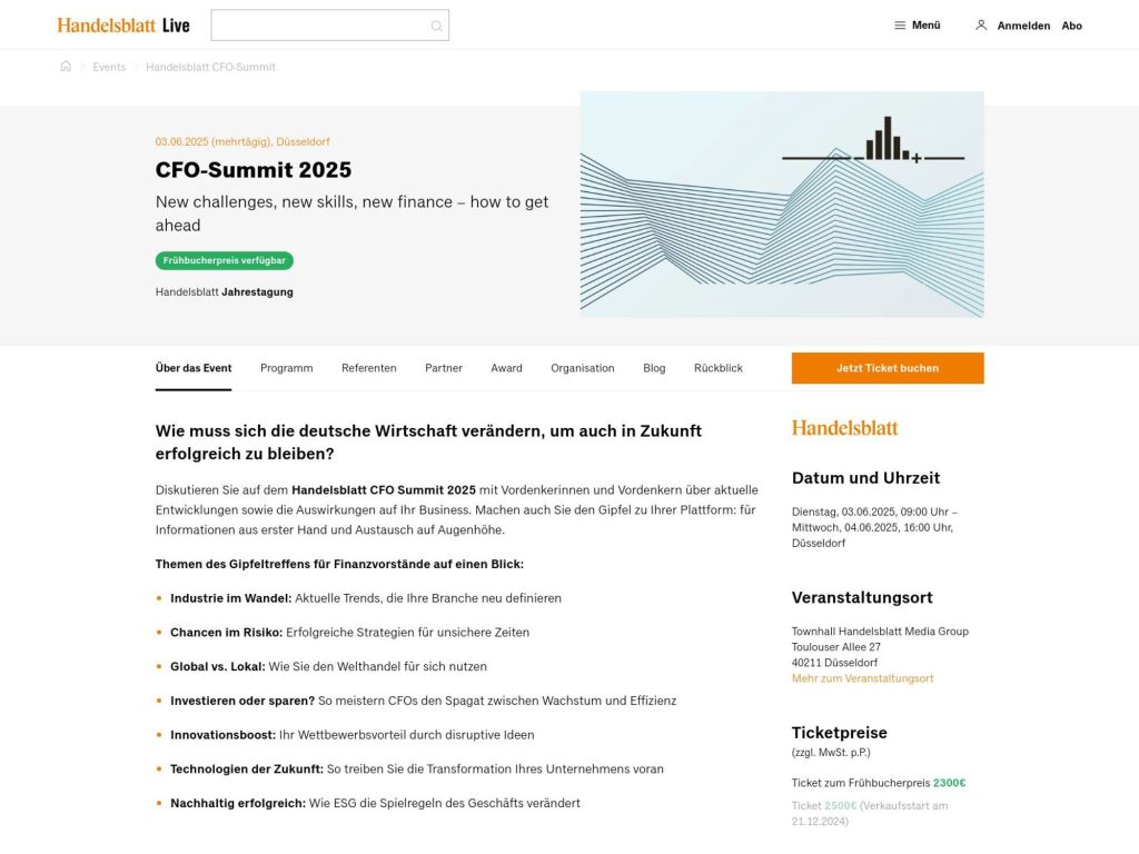 Handelsblatt Jahrestagung: CFO-Summit 2025 - Event screenshot