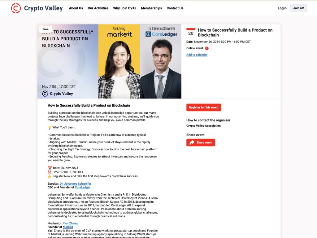 How to Successfully Build a Product on Blockchain - Event screenshot