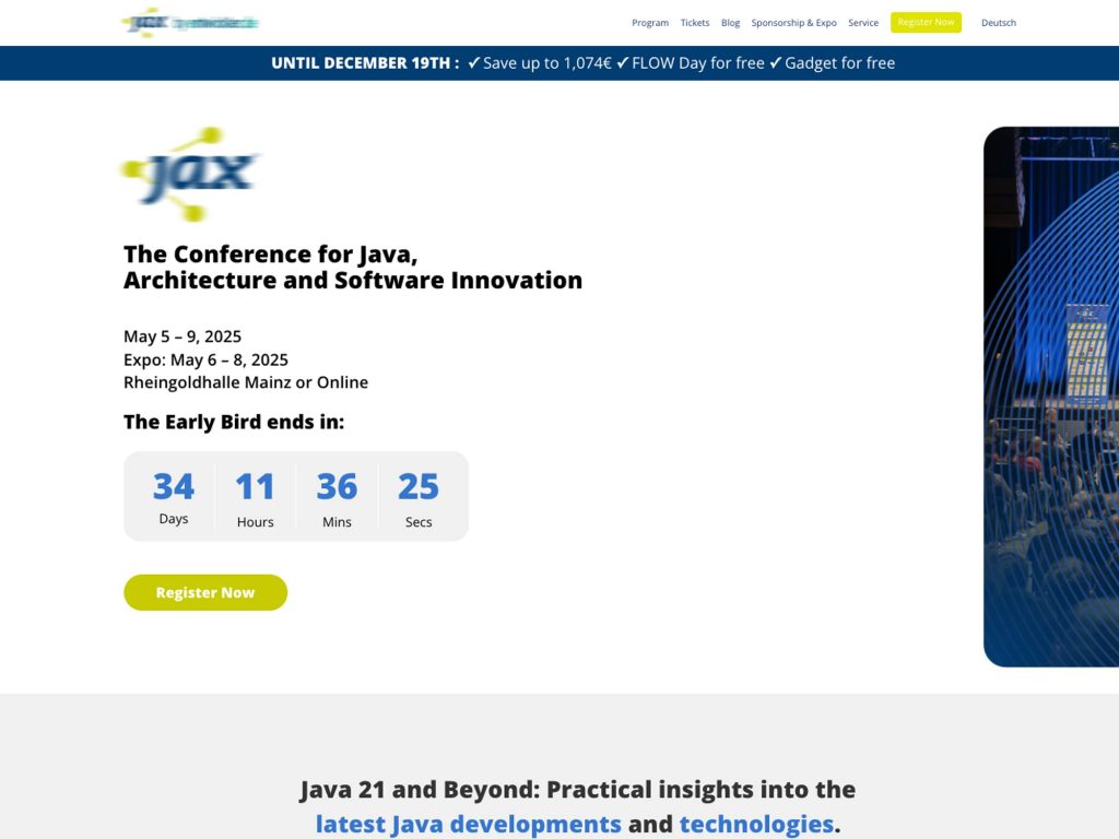 JAX 2025 - JaxCon - Java Conference - Event screenshot