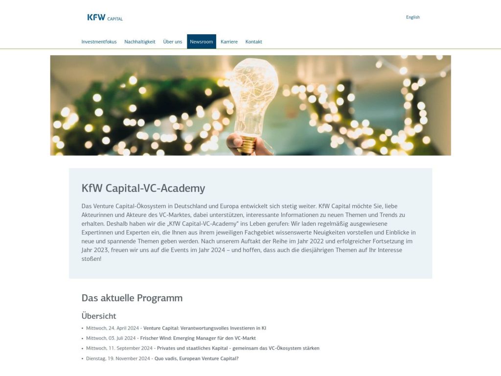 KfW: Quo vadis, European Venture Capital? - Event screenshot