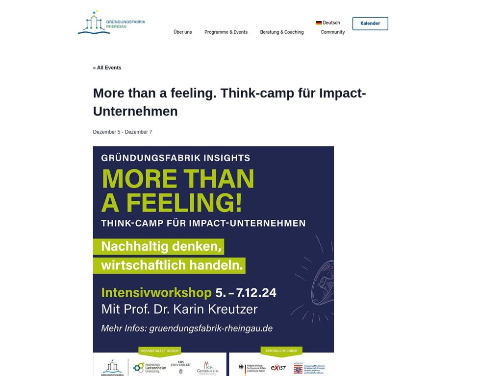 More than a feeling. Think-camp für Impact-Unternehmen - Event screenshot