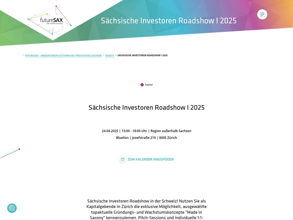 Sächsische Investoren Roadshow I - Schweiz screenshot