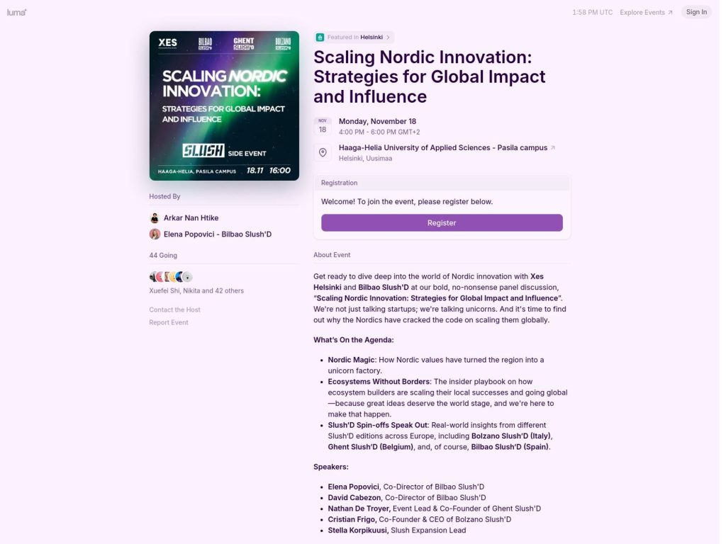 Scaling Nordic Innovation: Strategies for Global Impact and Influence - Slush 2024 Side Event image