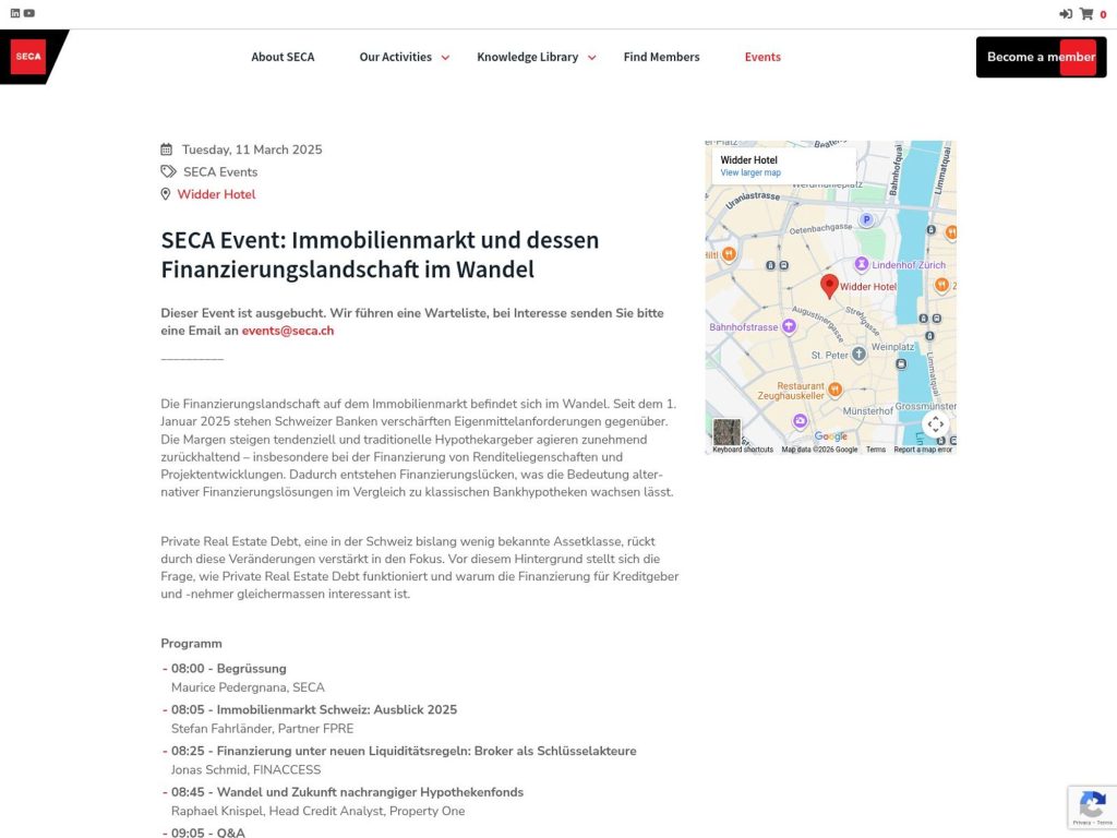 SECA Event: Immobilienmarkt und dessen Finanzierungslandschaft im Wandel screenshot