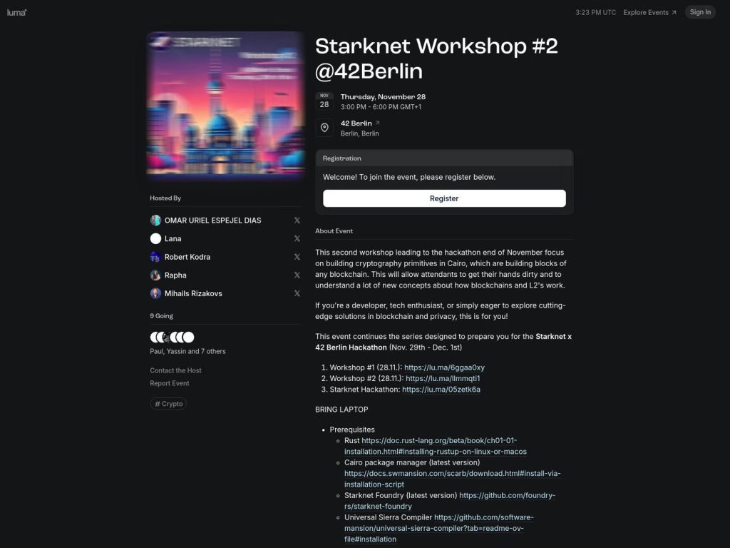 Starknet Workshop #2 @42Berlin - Event screenshot