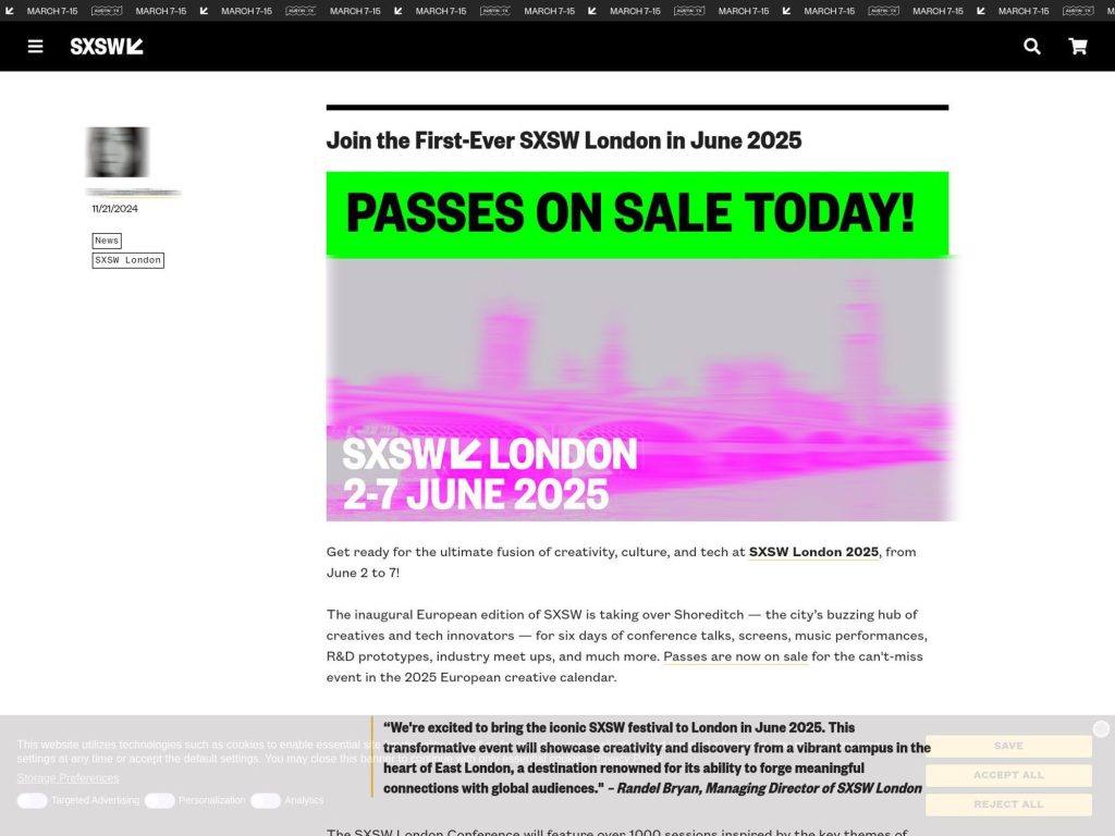 SXSW London 2025 - South by Southwest - Event screenshot